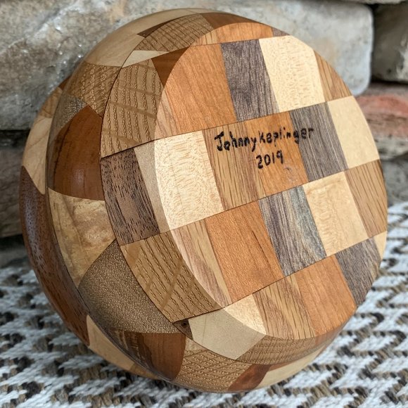 Wood Segmented Hand Crafted Bowl Artisan Signed - Picture 5 of 6